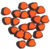 20 10mm Flat Cut Window Heart Beads Opaque Orange w/ Speckles